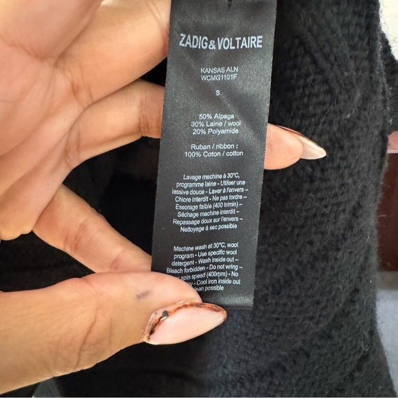 Zadig & Voltaire Alpaca Wool Blend Sweater Size SM Black Minimal Neutral Winter - Picture 5 of 11